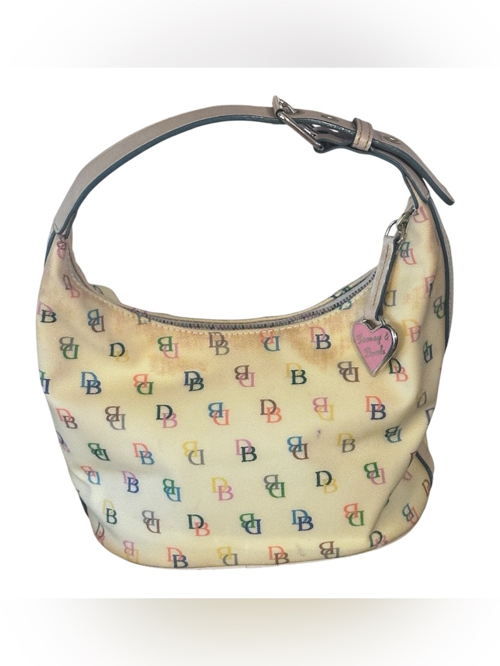 vintage Dooney & Bourke Rainbow Monogram "It Bag" Small Hobo Shoulder Bag
